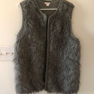 Grey faux fur vest